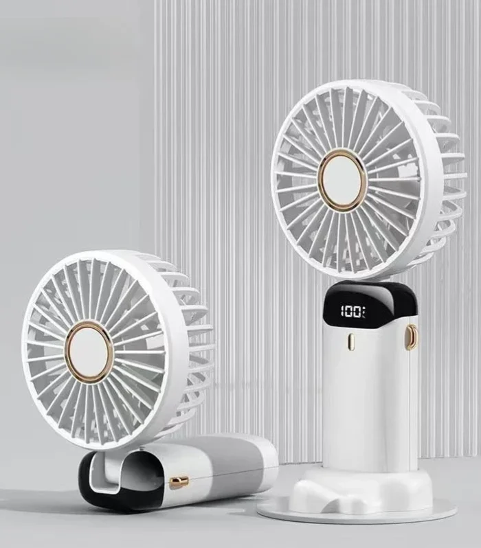 Portable Rechargeable Mini Fan with LED Display & 5-Speed Wind