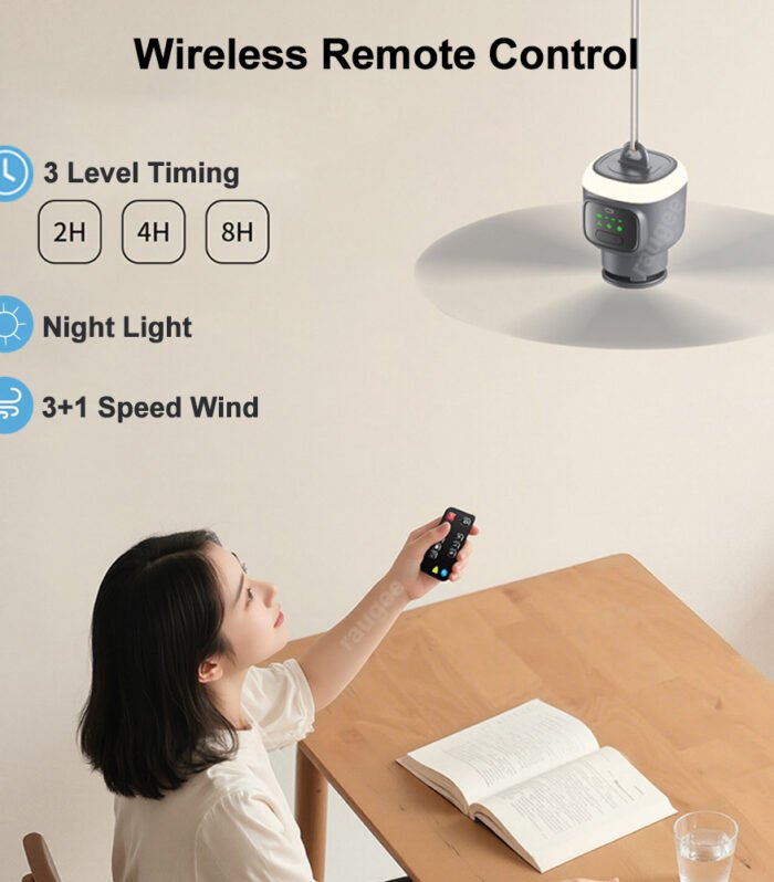 12000mAh Portable Rechargeable Camping Fan with LED Light & Remote