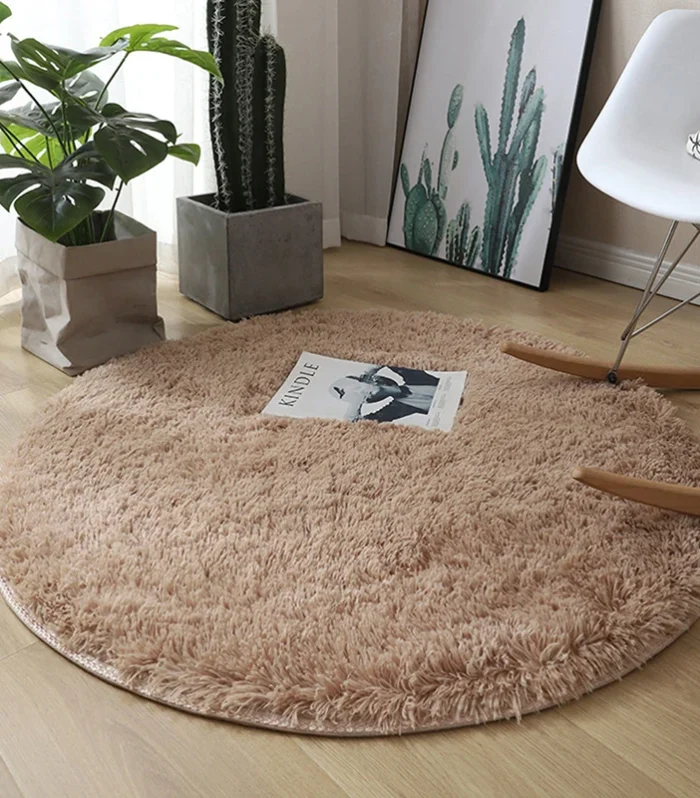 Fluffy Wool Rug Living Room Carpets Faux Fur Round Mat Kids Room Long